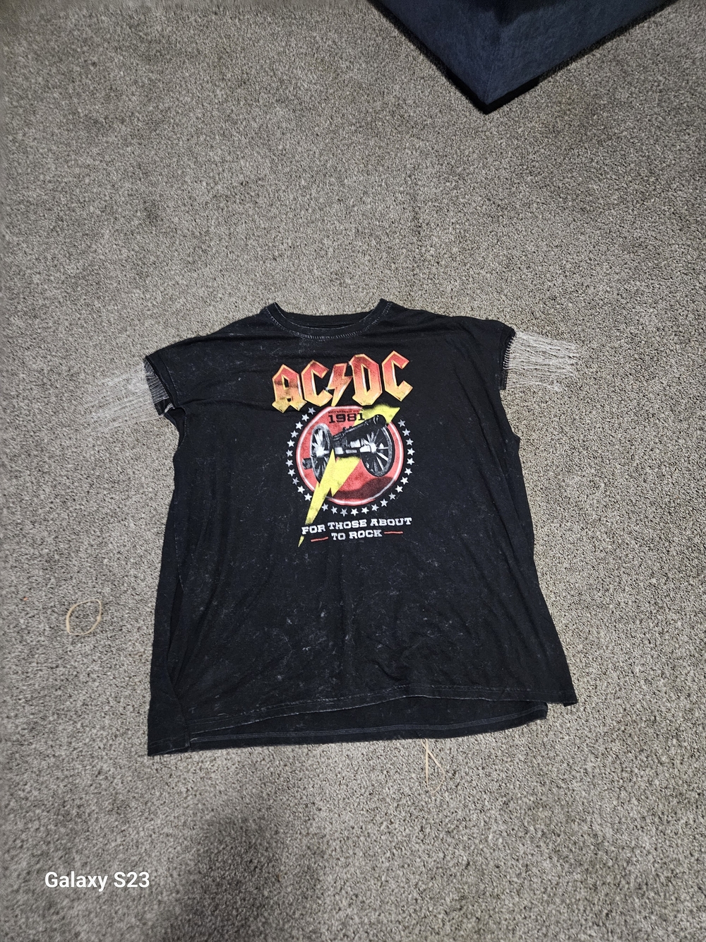 AC/DC 1981 For Those About to Rock 3X Acid Wash Chain Fringe Graphic Tee